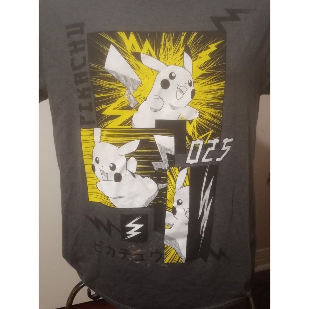 Pokémon Gray Pikachu Graphic T-shirt Crew Neck Adult Size Small S - Picture 4 of 10